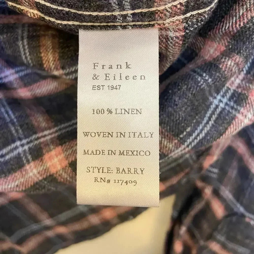 Frank & Eileen Barry Linen Plaid Long Sleeve Button Down Size XS - Picture 8 of 12
